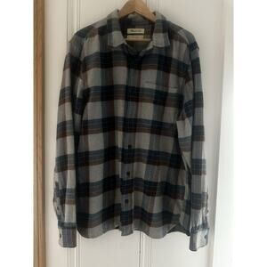 Madewell Men L Plaid Flannel Shirt 100% Cotton Button Down Gray Blue Perfect Fit